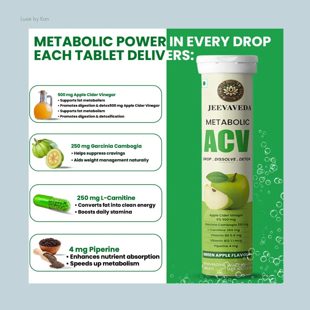 Jeevaveda Green Apple Effervescent Tablets With Apple Cider Vinegar - Image 3