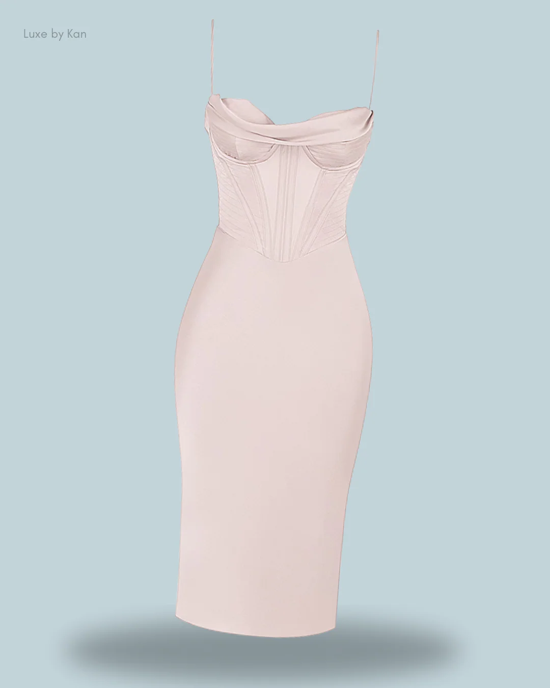 House of CB MYRNA 
CRYSTAL SATIN CORSET MIDI DRESS - Image 3