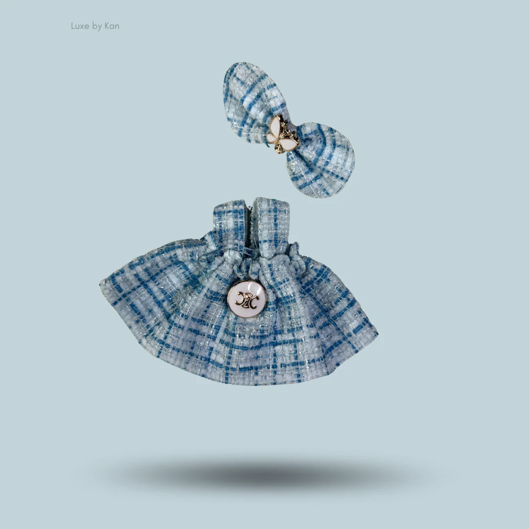 Pop Mart Labubu Doll Tweed Dress Outfit with Bow - 2 Piece Set - Image 11