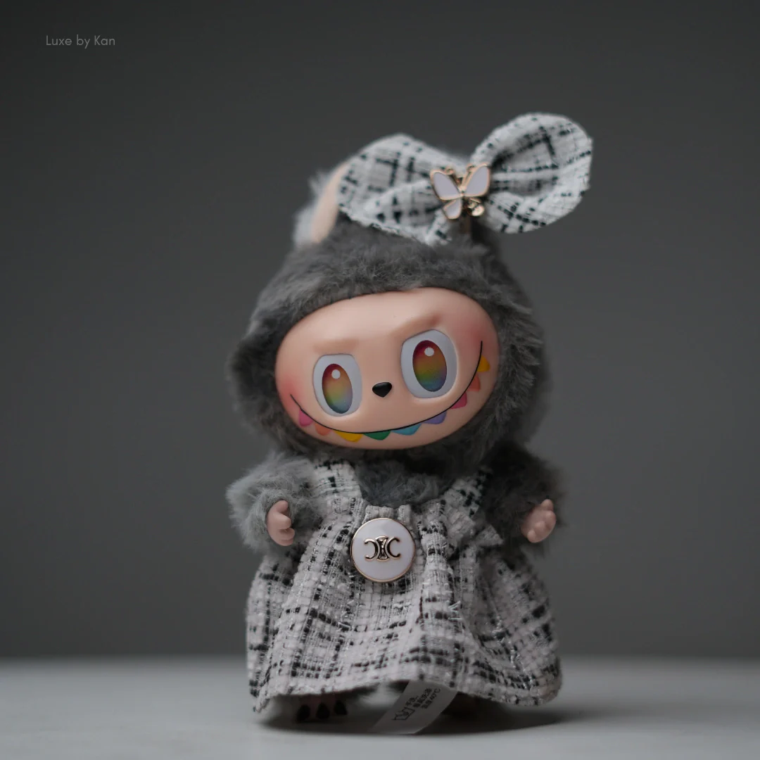Pop Mart Labubu Doll Tweed Dress Outfit with Bow - 2 Piece Set - Image 5